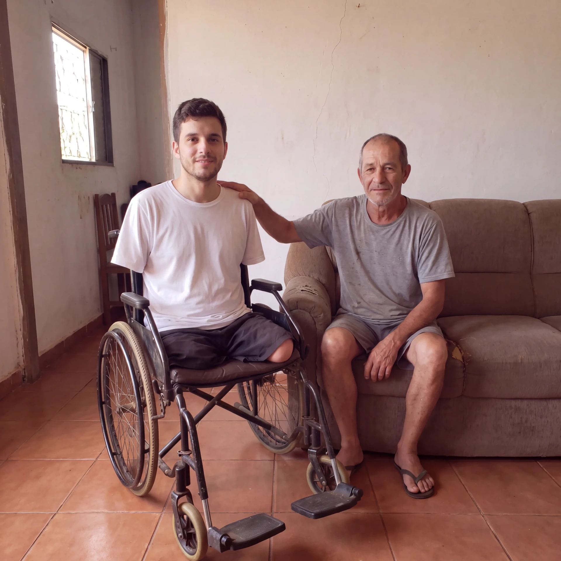 Bruno e o pai, em casa